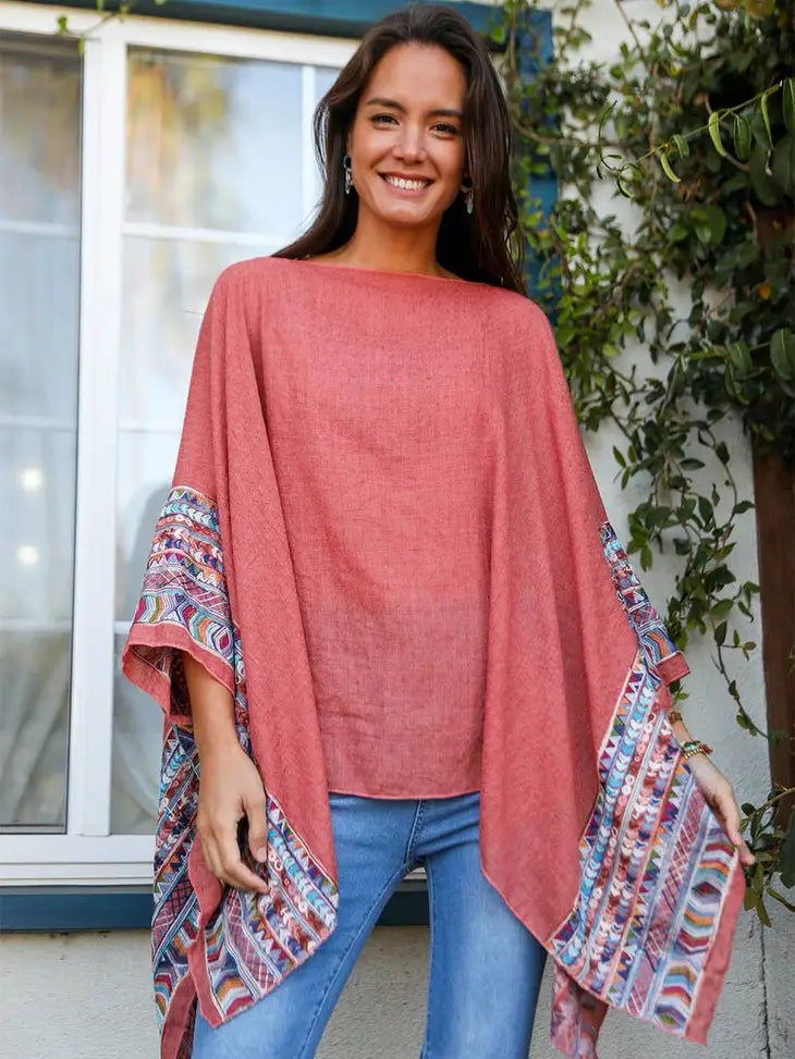 Geometric Embroidered Sleeve Kimono