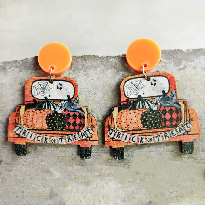 Cool Cars Halloween Wood Earrings