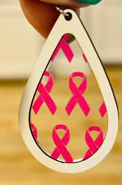 Breast Cancer Awareness Tear Drop Earrings