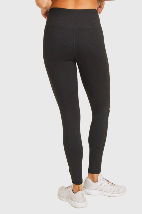 Laser Cut High Waist Leggings-Navy