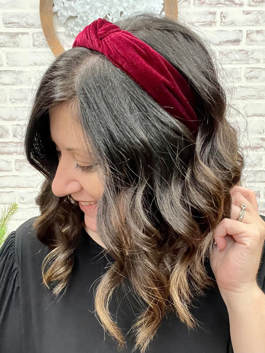 Velvet Headband In Wine